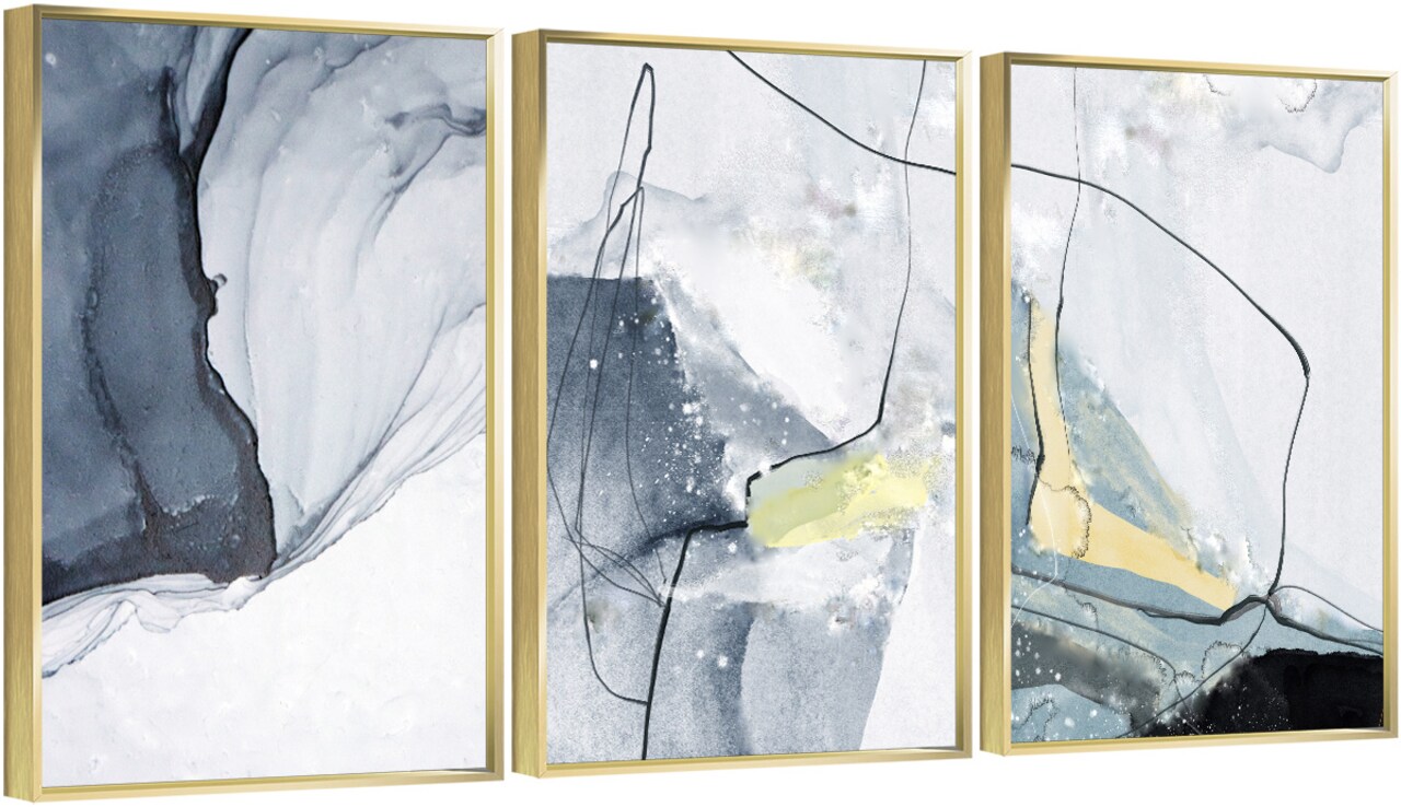 3 Set Framed Canvas Wall Art Oil Paintings - Abstract Wall Art